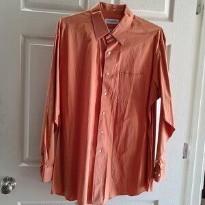 Brooks Brothers Orange Stretch Long Sleeve Button Down Cotton Shirt 17 34/35